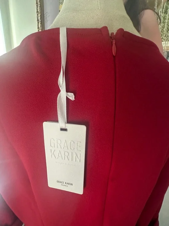 NWT Women’s Burgundy Fit-and-Flare Dress - Picture 3 of 4